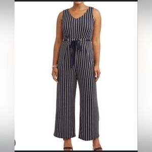 Wrapper Jumpsuit and Romper - Blue & White Pinned Stripes.  In Great Condition.